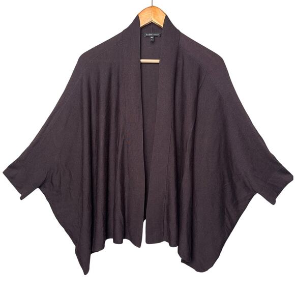 Eileen Fisher Silk Blend Cardigan Open Front L Brown Flowy Quiet Luxury Chic - Picture 1 of 7